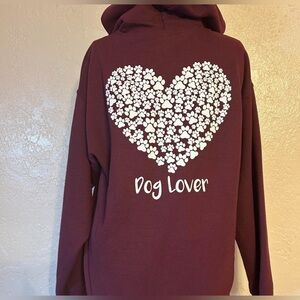 PAWZ Burgundy Dog Mom Sweatshirt hoodie with Paw Print